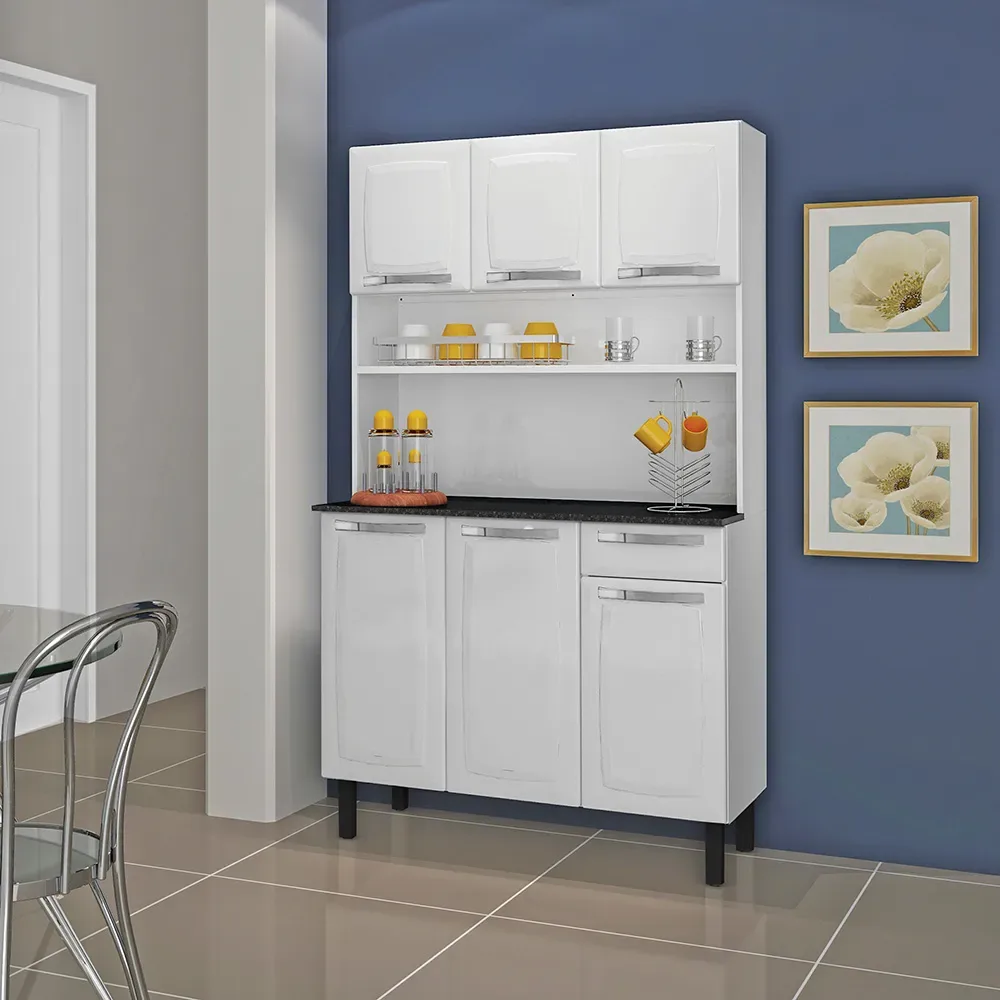 Kit Cozinha Rose Compacta Itatiaia em Aço 6 Portas 1 Gaveta Branca