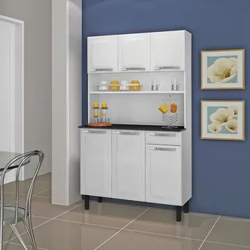 Kit Cozinha Rose Compacta Itatiaia em Aço 6 Portas 1 Gaveta Branca