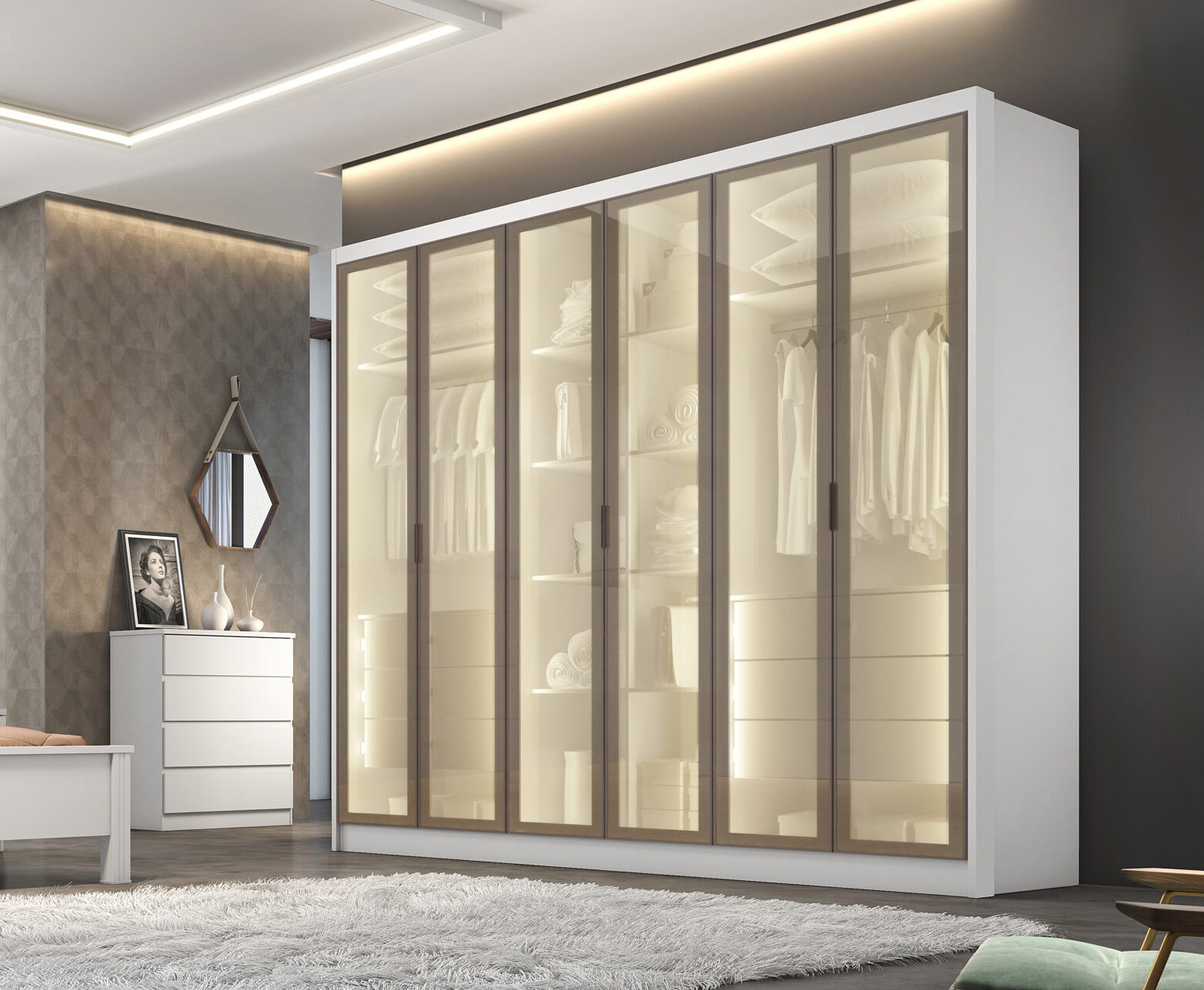 Roupeiro RIZON GLASS 6 Portas