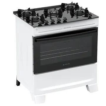 Fogão Atlas 5 Bocas Monaco Top Glass Mesa de Vidro