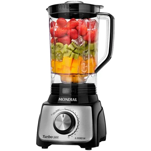 LIQUIDIFICADOR MONDIAL TURBO 3L 12VEL 1100W C/ FILTRO L-1100
